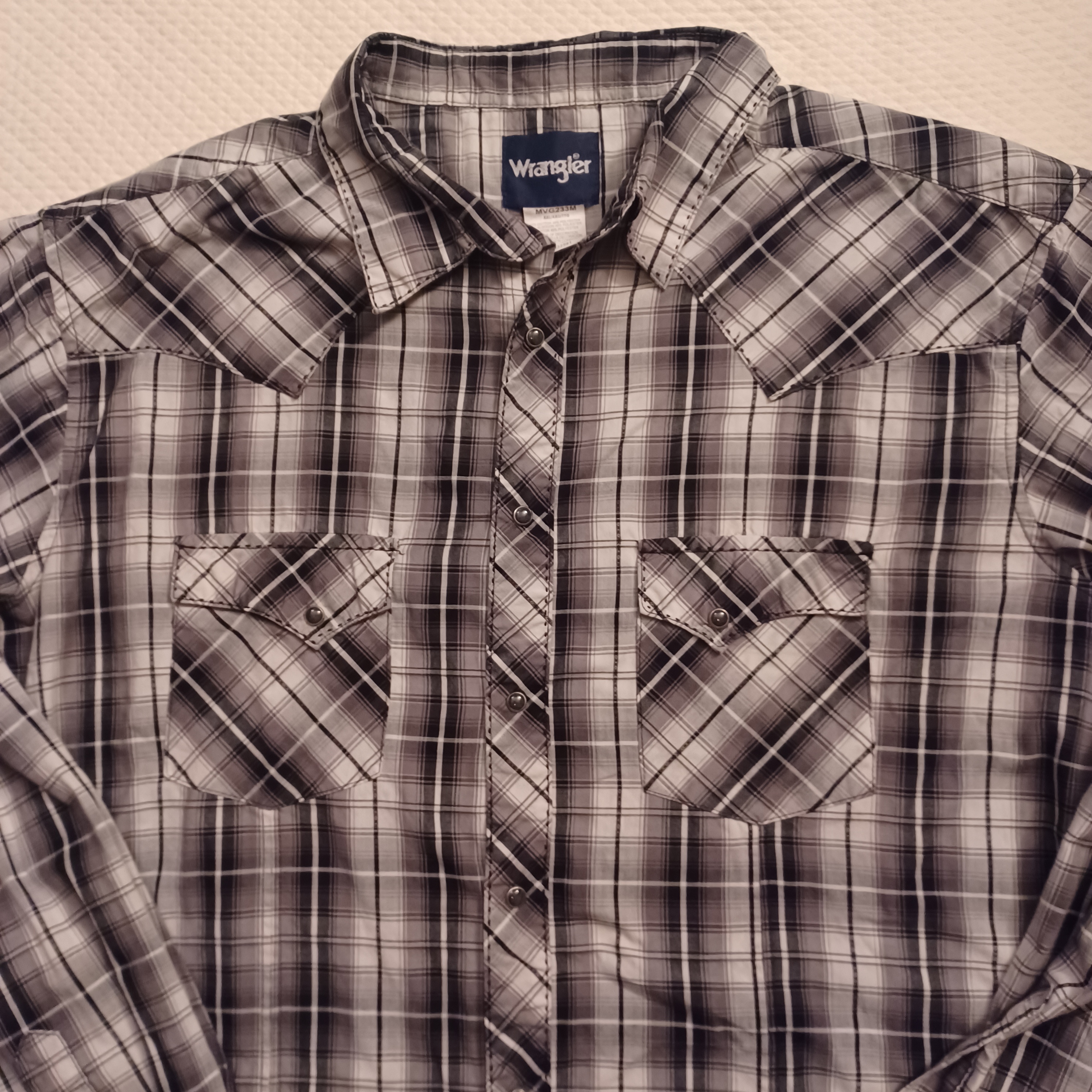 Wrangler Men's Black Plaid Pearl-Snap Shirt Size Xxl